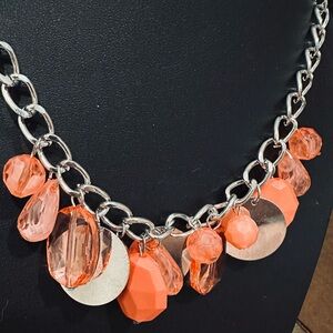 Peach beads necklace with earrings set